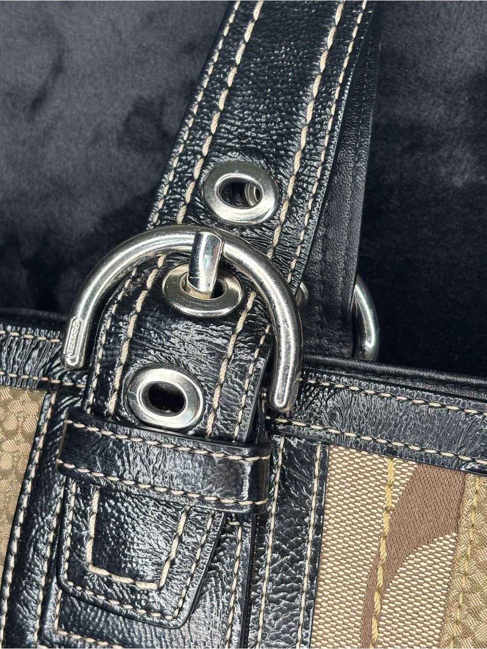 Coach Vintage Soho Signature Patchwork Tote in Brown with Black Trim - Picture 5 of 10